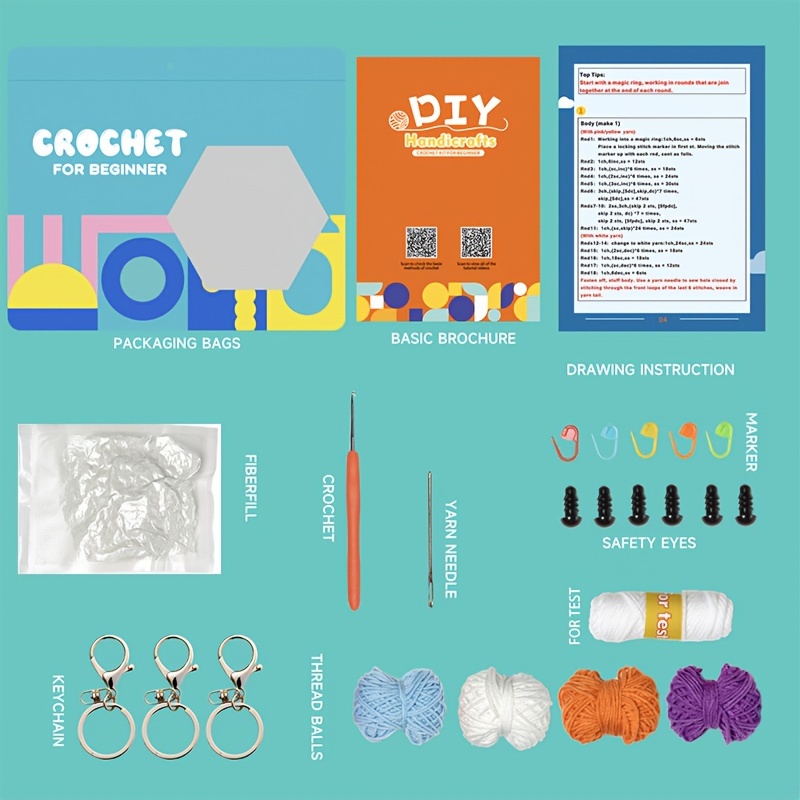 Crochet Kit For Beginners Blue Dinosaur With Easy Peasy Yarn