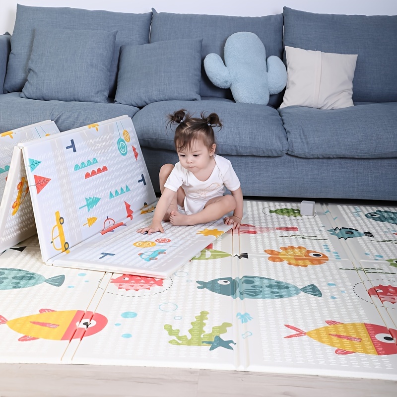 Grand tapis de jeu en mousse imperméable pour bébé, pliable et