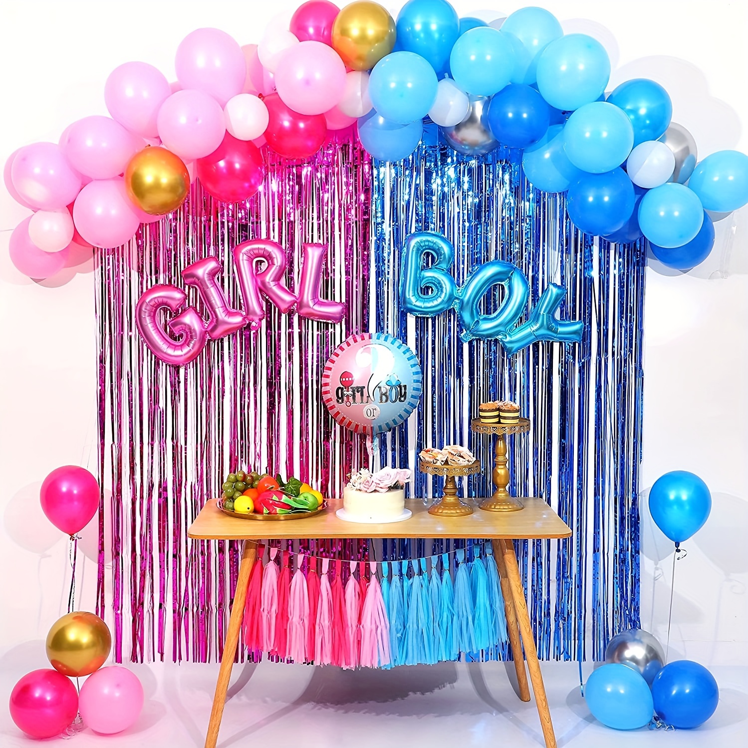 92Pcs Gender Reveal Decorations and Baby Box with Letters Set Boy or Girl  Gender Reveal Party Supplies Party Ideas Tablecloth Backdrop Pink and Blue