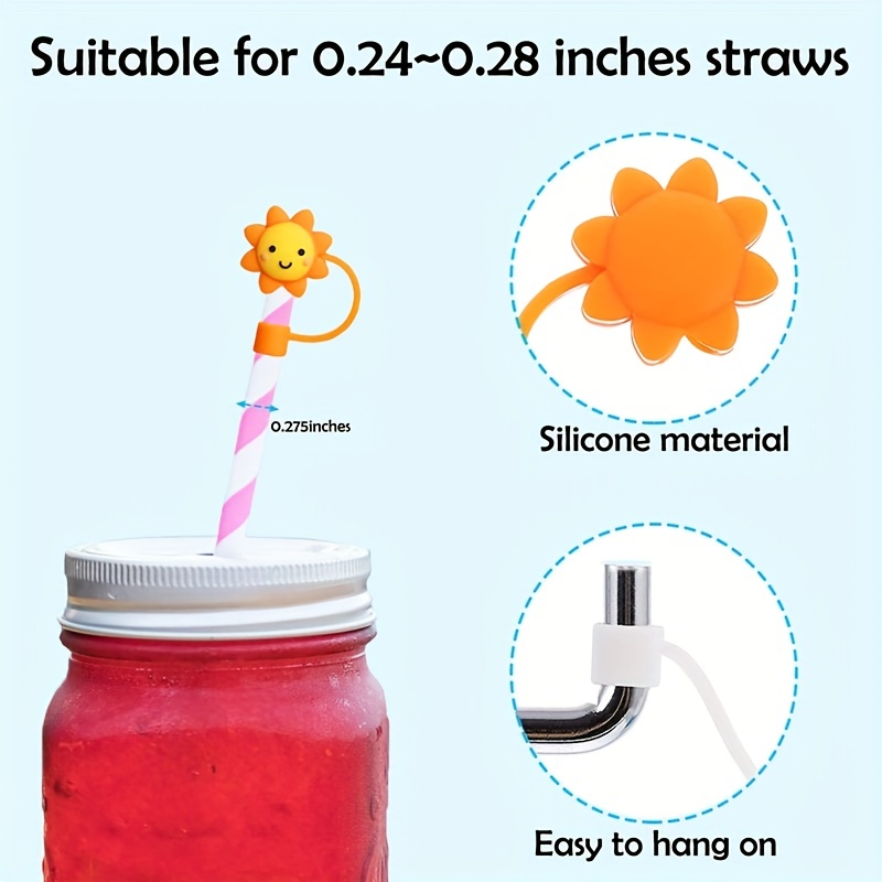 Cute Sunflower Cactus Silicone Straw Cover, Reusable Dustproof Straw  Stopper For Straws, Cup Accessories - Temu