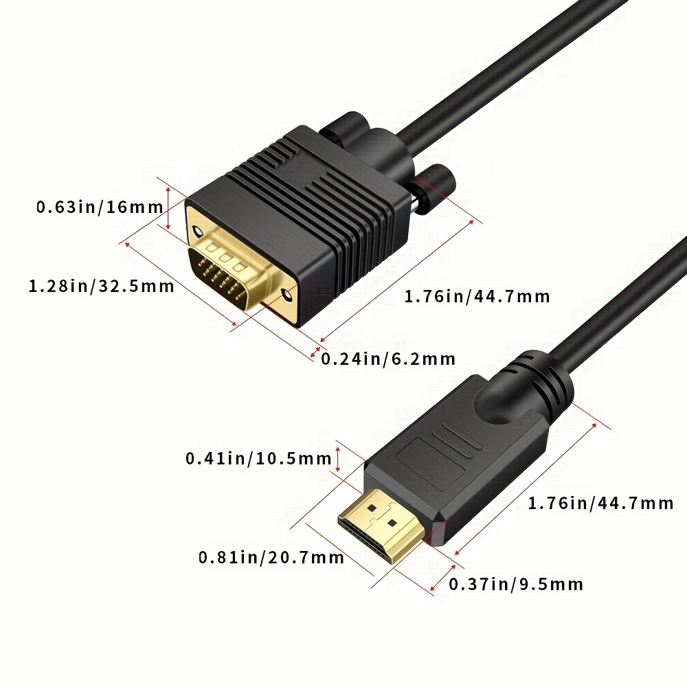 Cable HDMI a VGA de 6 pies (hombre a macho) para computadora, computadora  de escritorio, laptop, PC, monitor, proyector, HDTV, Raspberry Pi, Roku