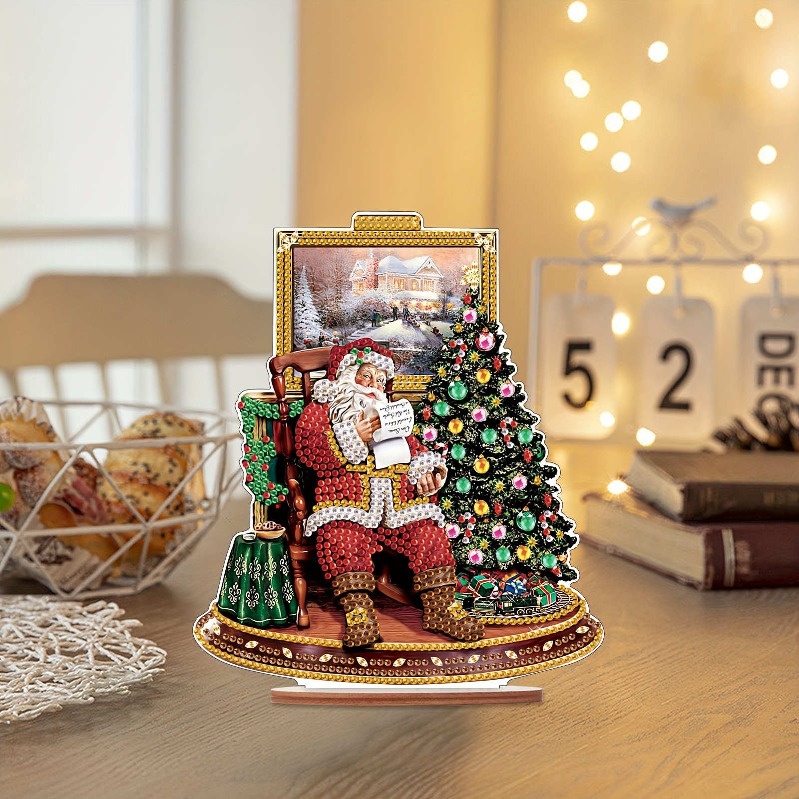 Santa And Sleigh Decorative Table Top Diamond Painting Kits - Temu