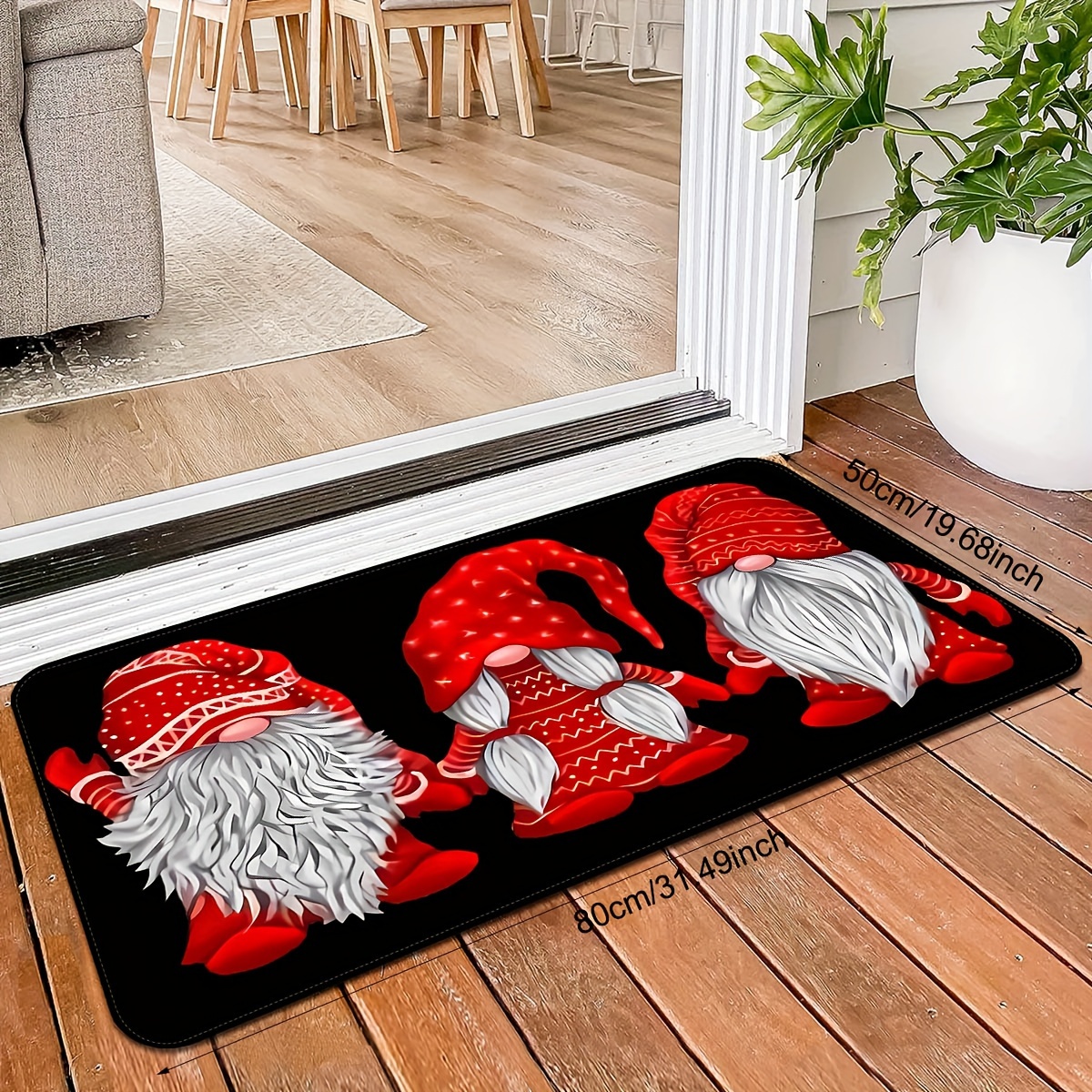 Merry Christmas Gnome Doormat Xmas Holiday Welcome Floor Mat Rugs
