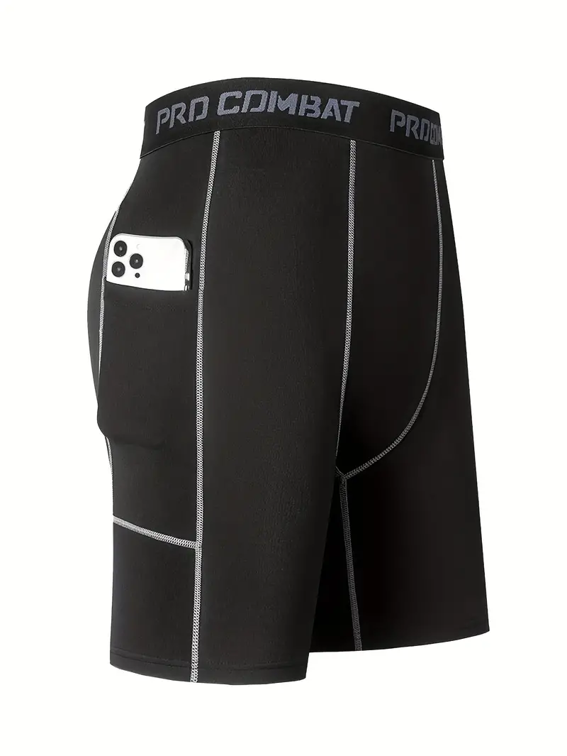 Sports Quick Drying Boxer Briefs Pockets Men's Compression - Temu Canada