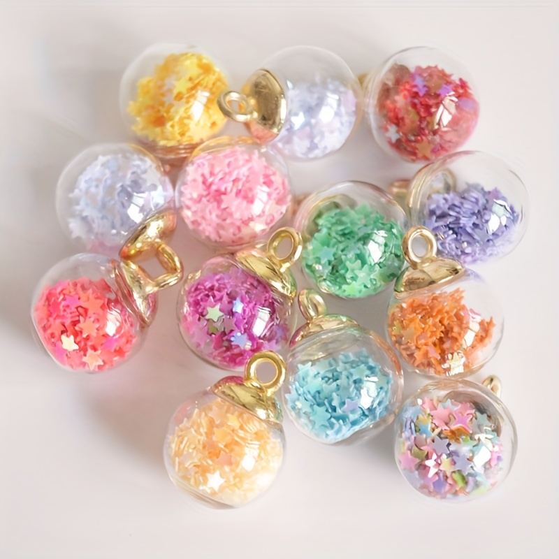 20pcs 21x16mm Transparent Mini Glass Ball Star Sequins Colorful