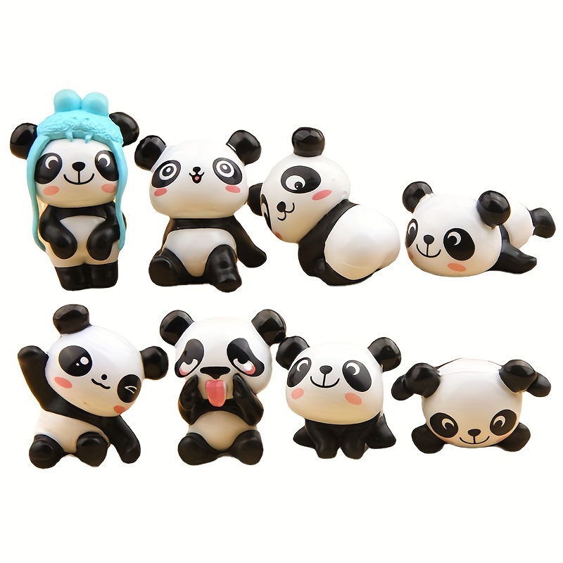 8 Stück/Set, Niedliche Panda-Figuren, Miniaturen, Mini-DIY