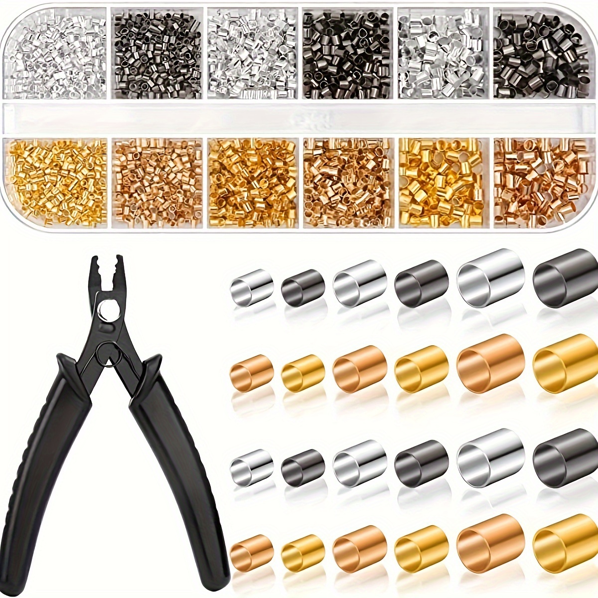 

1 Set Of Golden Silver Crimping Beads Wire Protection Lobster Buckle Jump Ring And Bending Nose Pliers For Diy Jewelry Making Supplies Kit