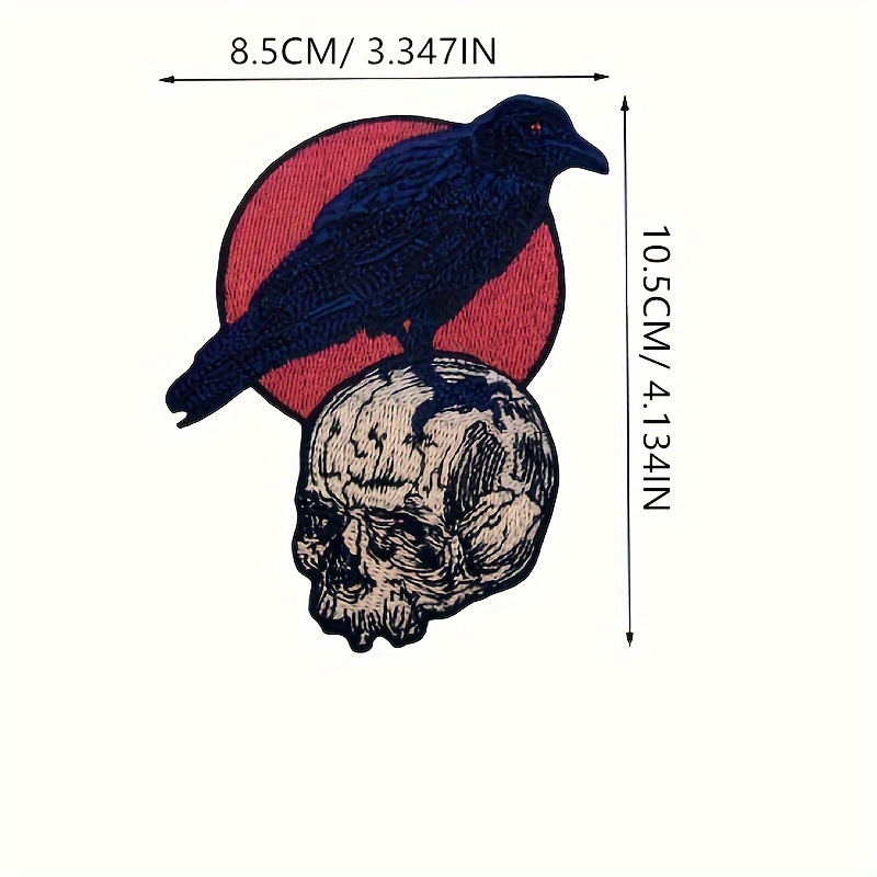 The Raven On The Skull Patches For Men Embroidered Iron On - Temu