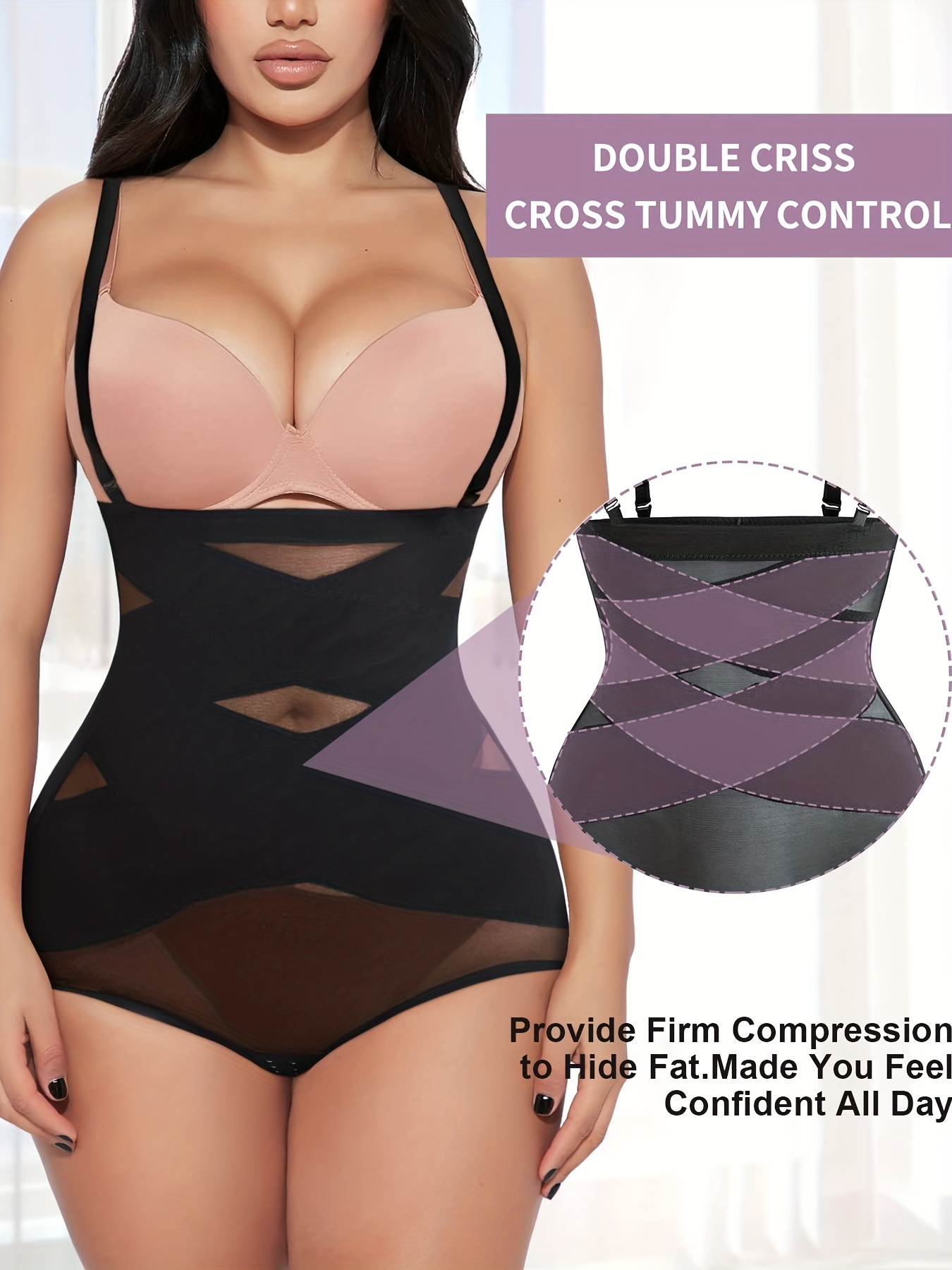 Contrast Mesh Shaping Panties High Waist Tummy Control - Temu