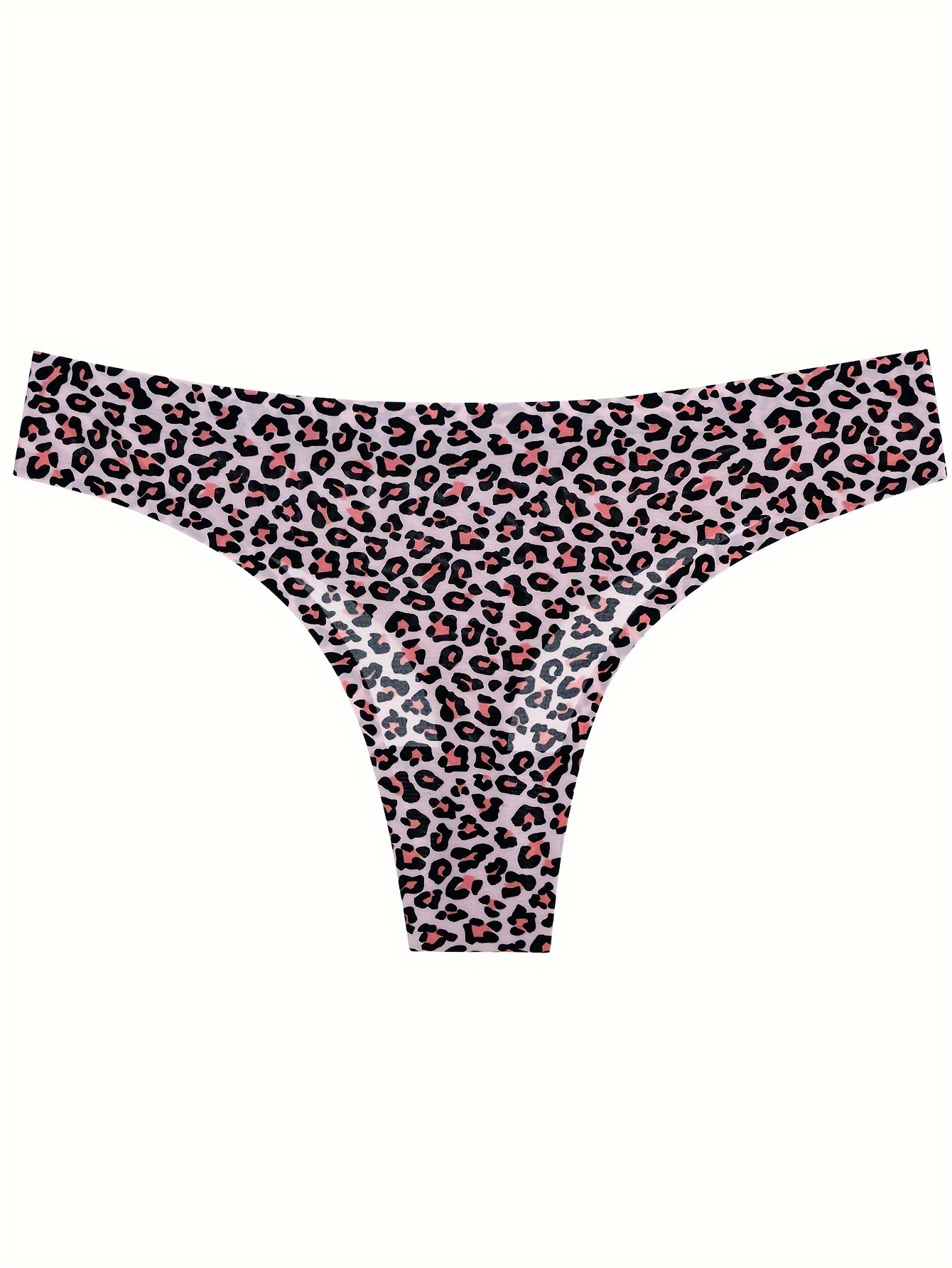 Women Leopard Print Seamless Panties, Ladies Low Rise Stretch G-String  Thongs Underwear