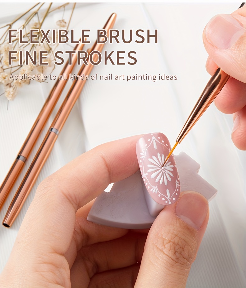 Set di pennelli per unghie trasparenti da 3 pezzi, penne per unghie per  unghie applicate in gel uv Gel per unghie Strumenti di disegni di nail art,  7mm / 9mm / 11mm