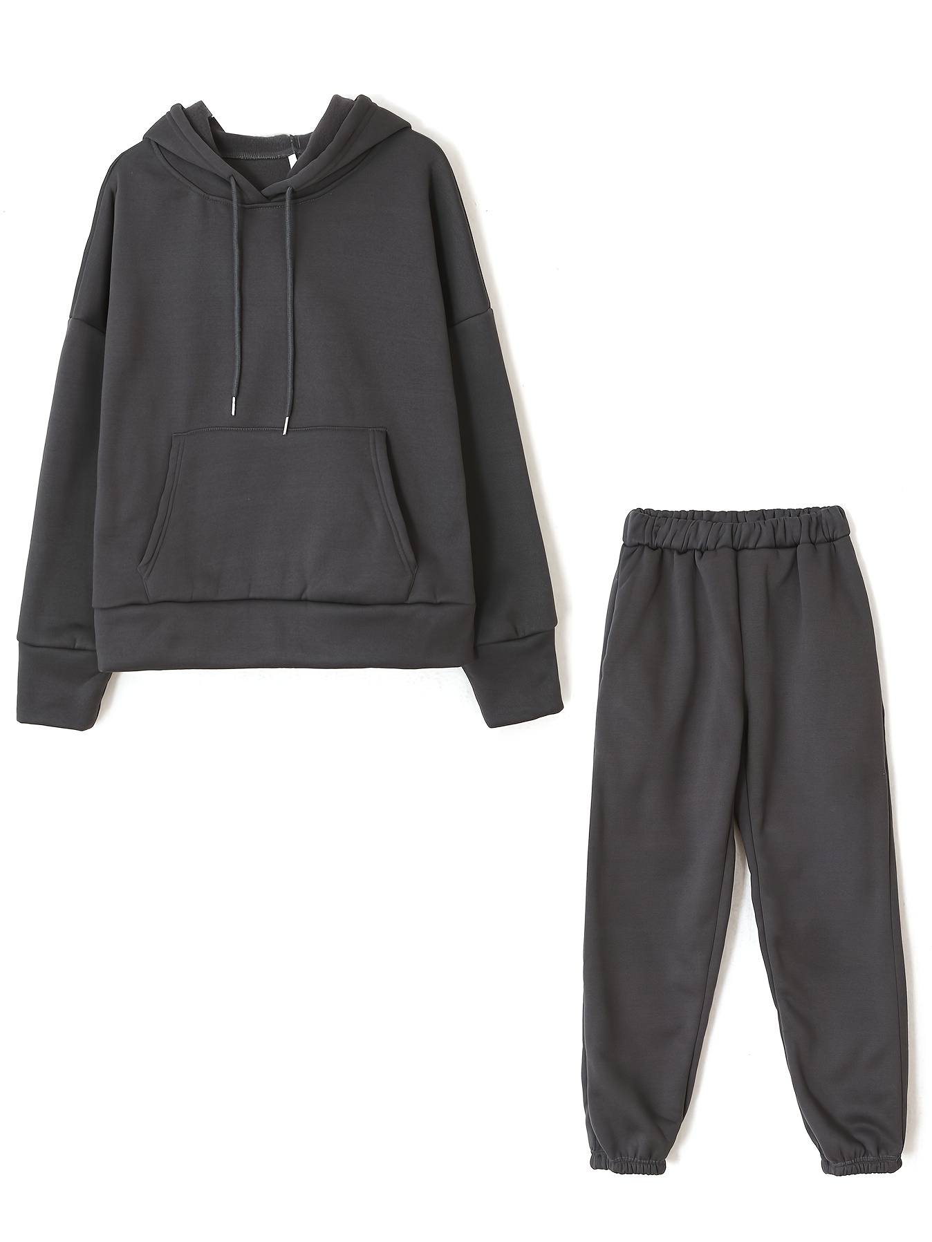 Black Lace Panel Sweatshirt & Sweatpant Set