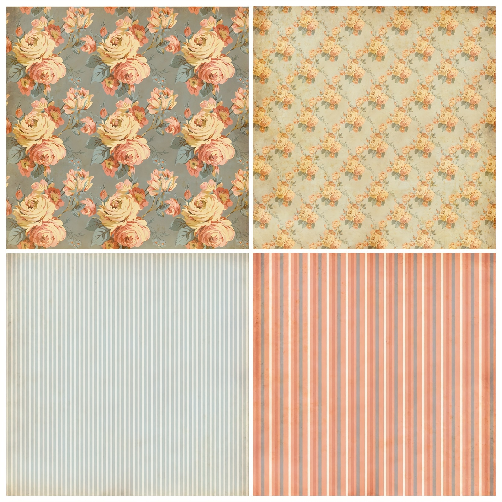 12pcs Flower Series Scrapbook Paper for DIY Photo Album Background