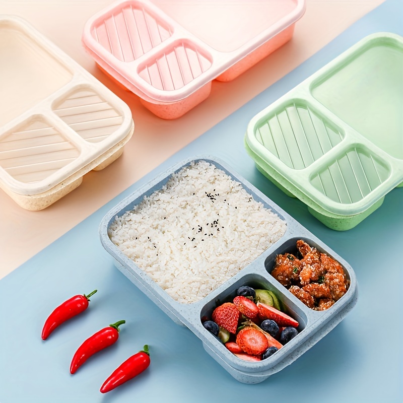 Microwave Lunch Box Wheat Straw Dinnerware Food Storage Container Children  Kids School Office Portable Bento Box