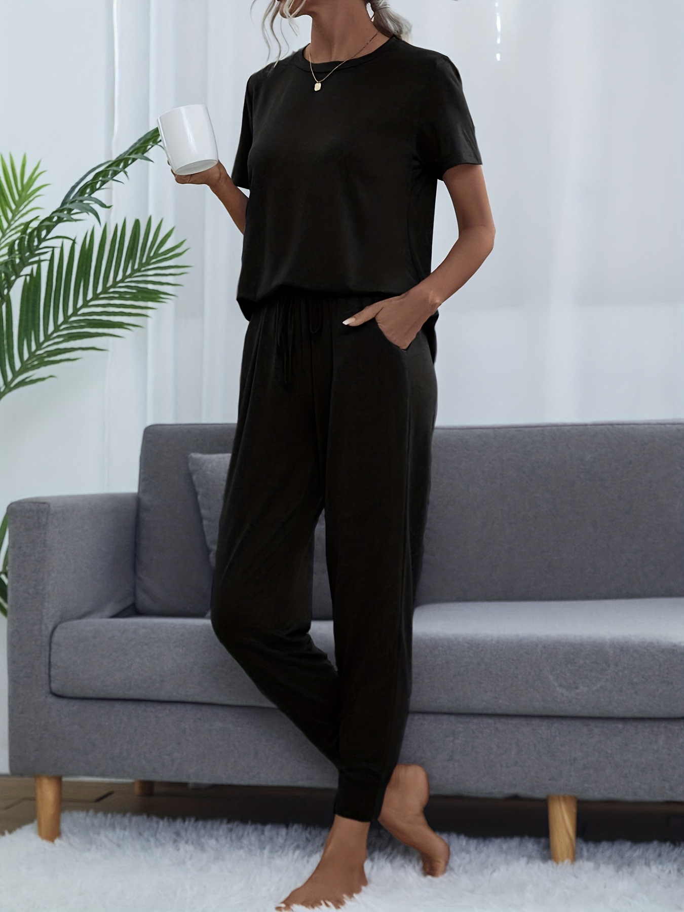 Simply Comfort Short Sleeve Jumpsuit - Black