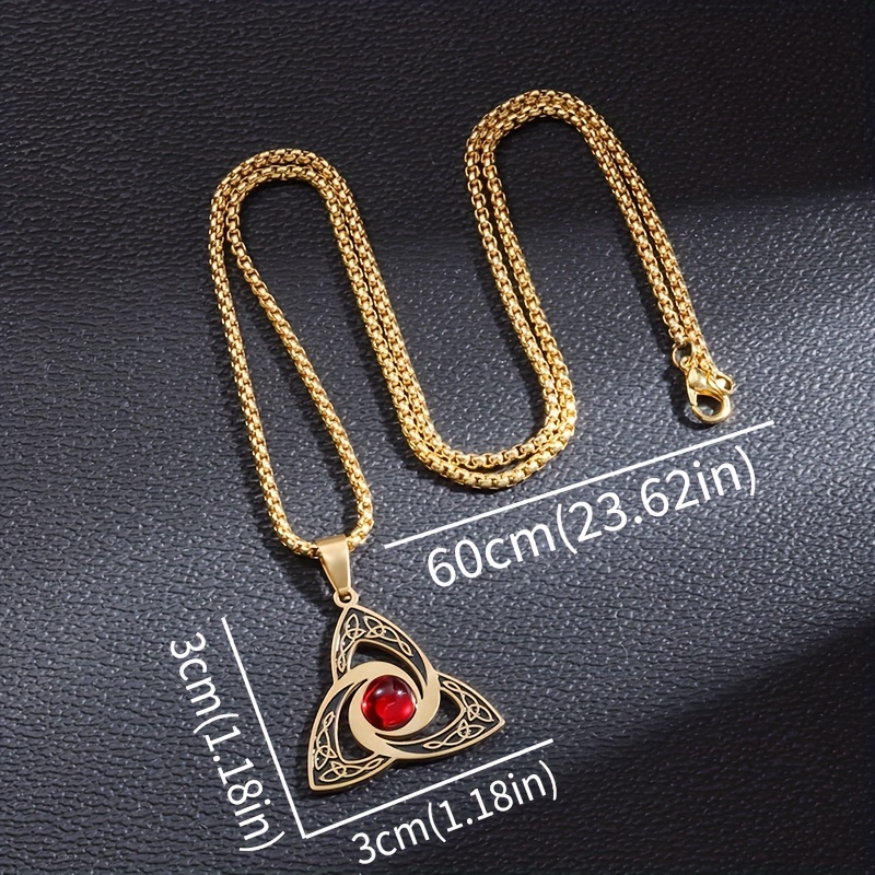 Stainless Steel Celtic Knot Necklace with Gemstone