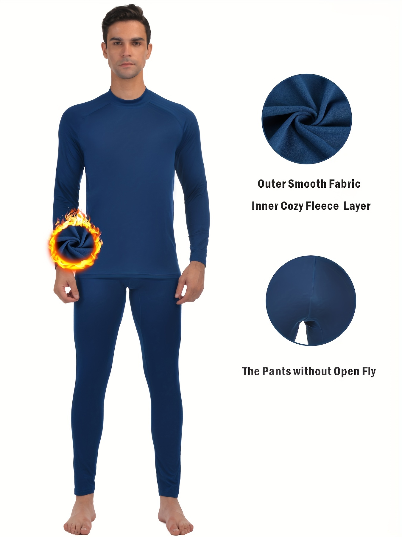 Thermal Underwear Men's Solid Stretch Breathable Fleece - Temu Canada