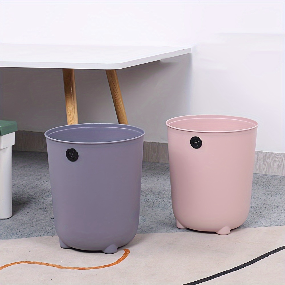 Solid Color Trash Can With Rubbish Bag Plug Minimalist Large - Temu