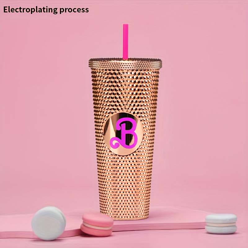 Shiny Studded Tumbler With Lid And Straw Electroplated - Temu