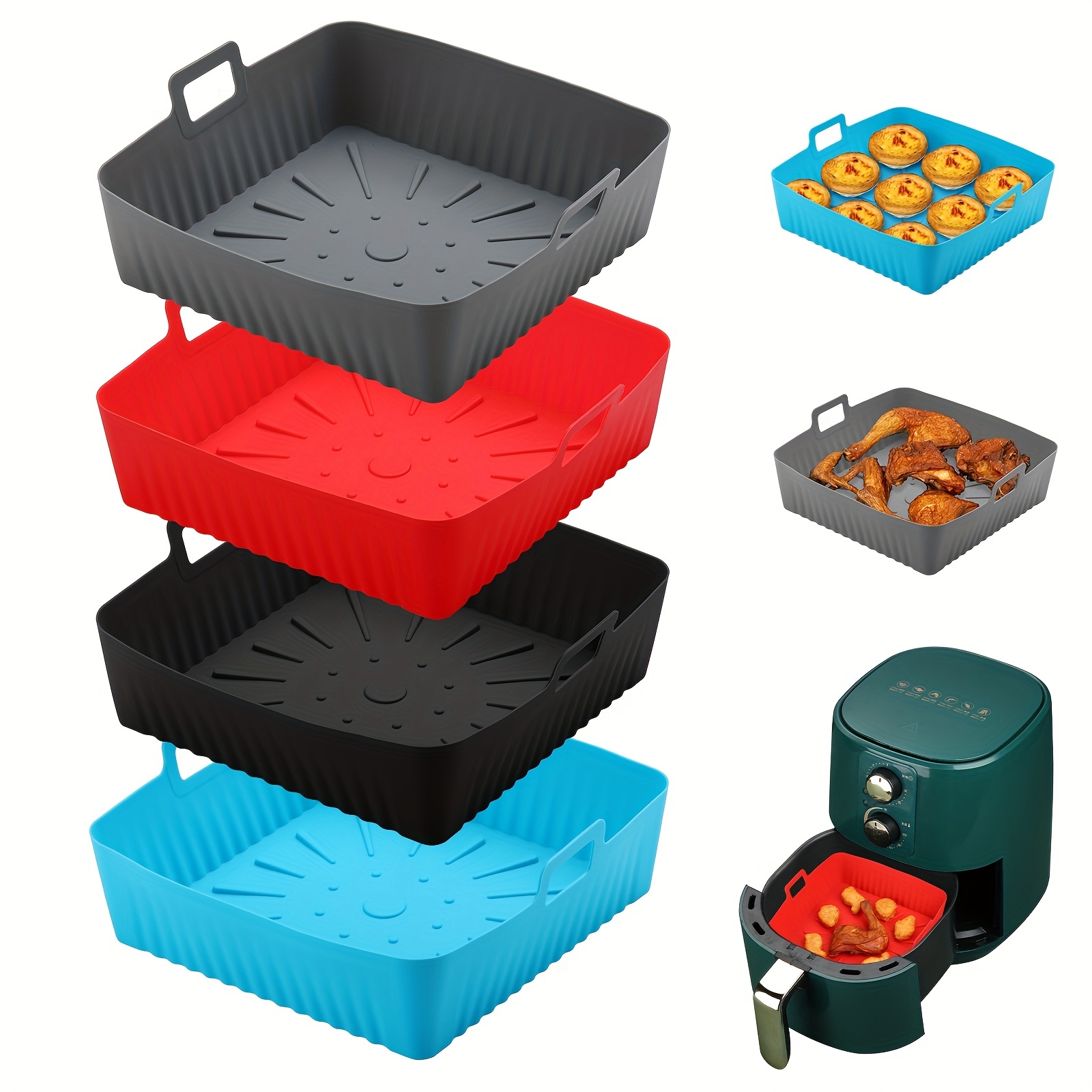 Square Air Fryer Silicone Pot Reusable Air Fryers Liners - Temu