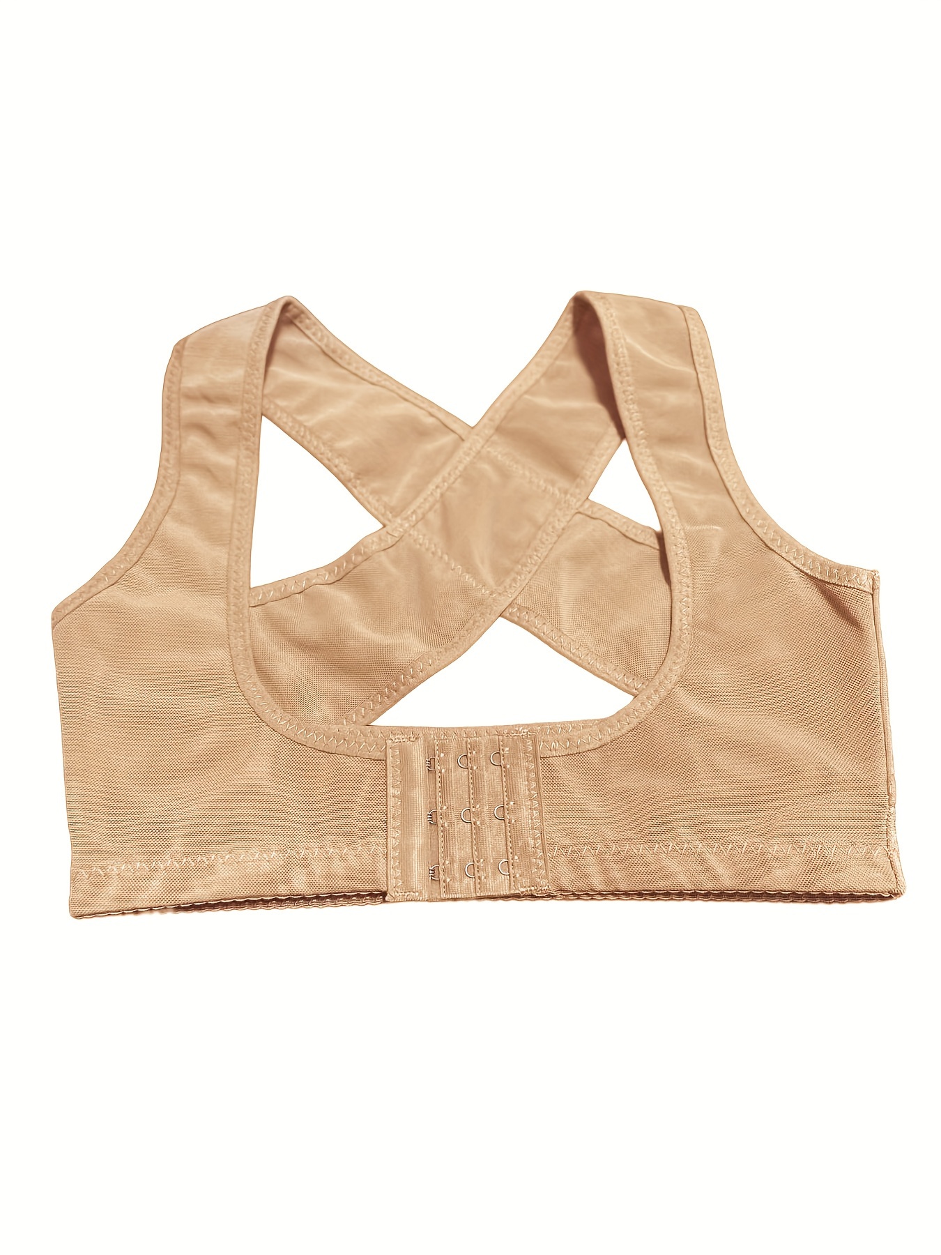 Women'S Invisible Ribbed Cross-Back Bra - Anti-Sagging, Lifted Support for Slouching Posture, Breathable & Comfortable Undergarment in Black, Pink, Red, Yellow, Green, Blue, Orange, Purple