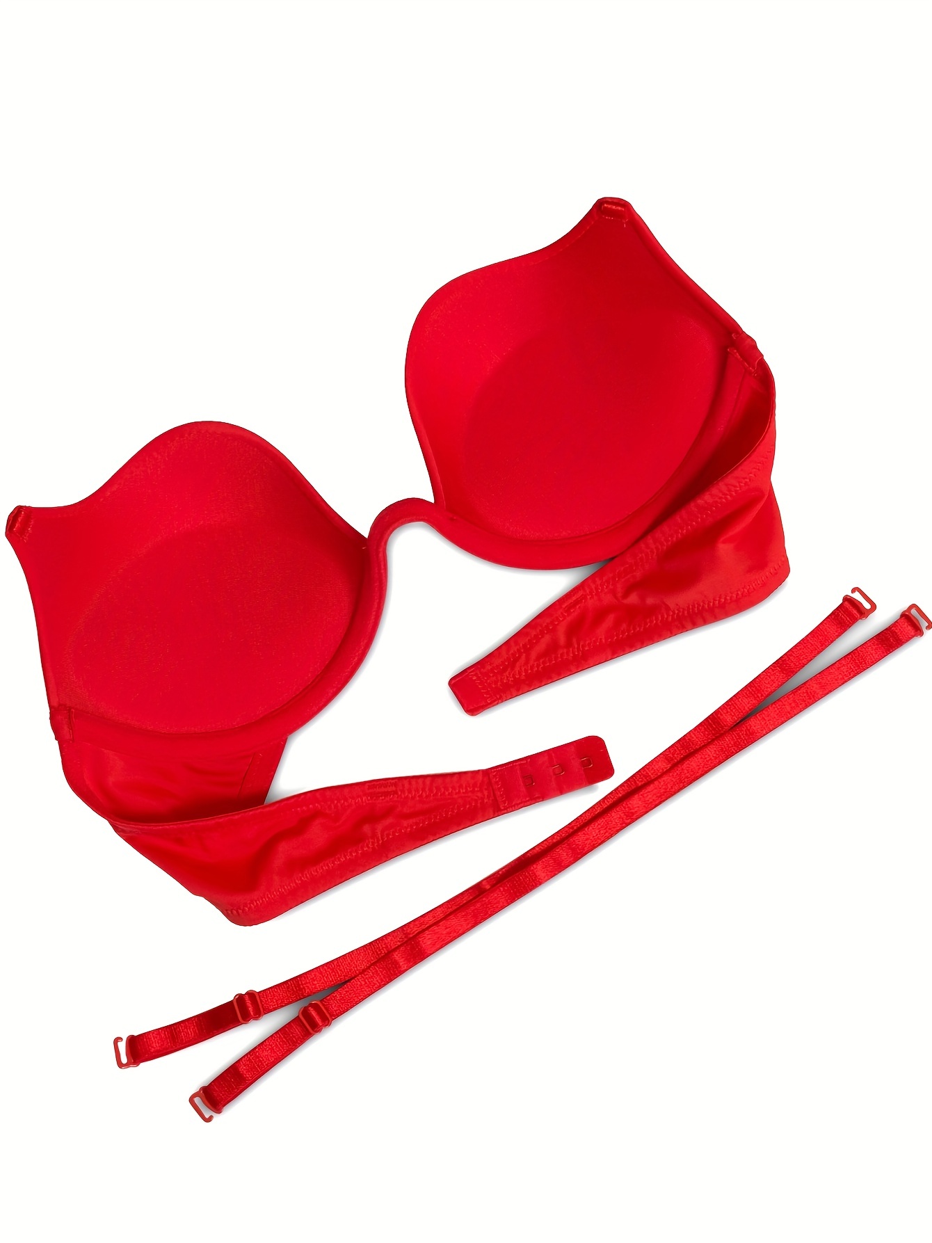 Red Bra Push Up Bras For Women Deep Plunge V Neck Lingerie Clear