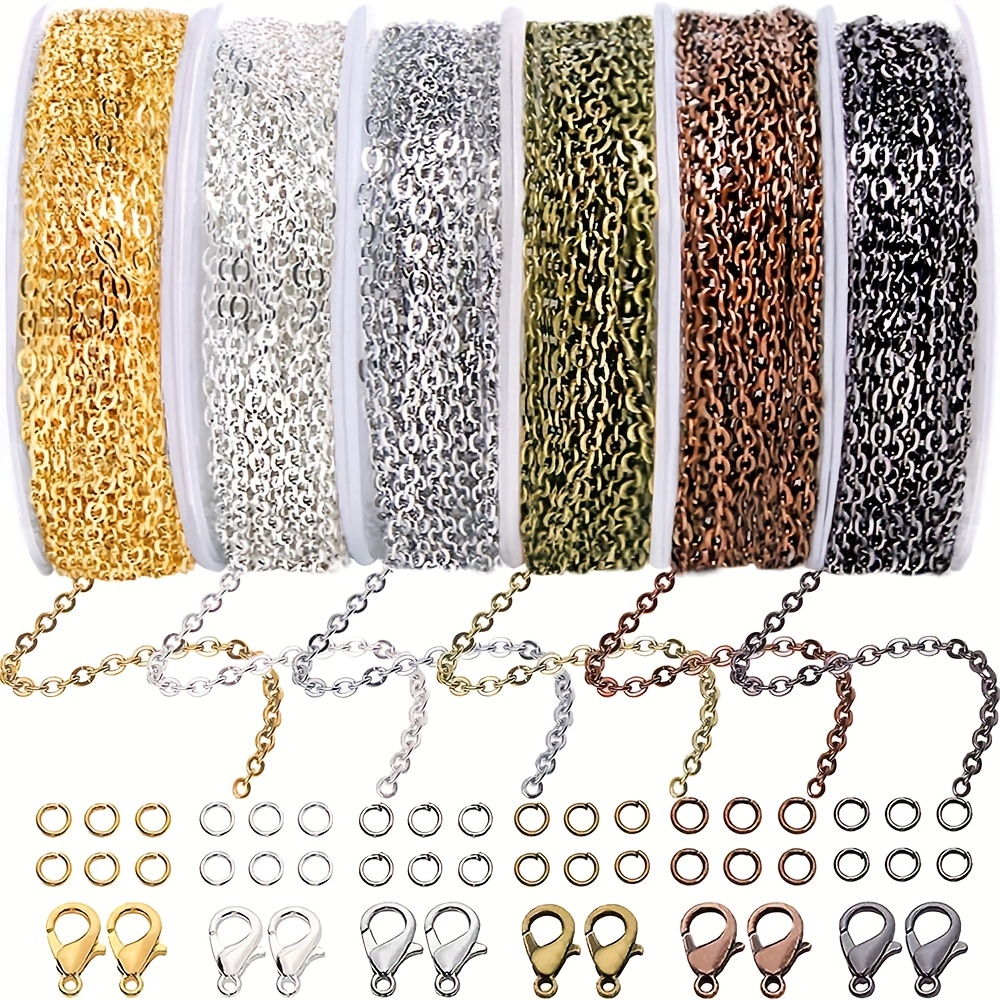 COHEALI 2 Sets Handmade Chain Necklace Making Supplies DIY Bracelet Chain  Jewelry Making Chains Chain Links Connector Open Metal Jewelry Chains