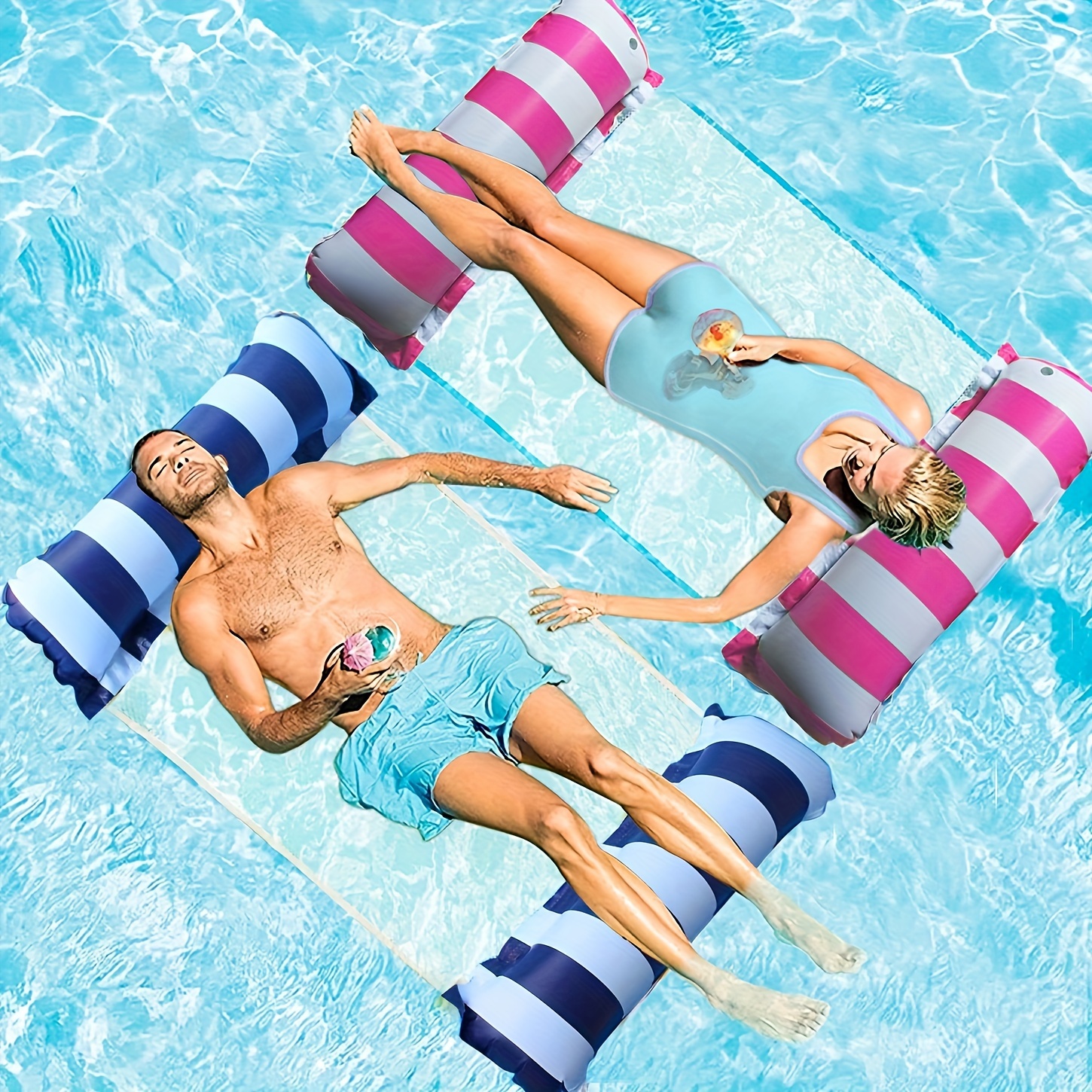 Inflatable Pool Floaties for Adults Giant Pool Float Toys Fun Pool  Accessories Summer Pool Lounger Water Hammock Swimming Floating Bed Pool  Rafts for