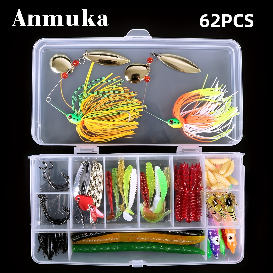 Complete Fishing Lure Set Bait Box Includes Hard Soft - Temu
