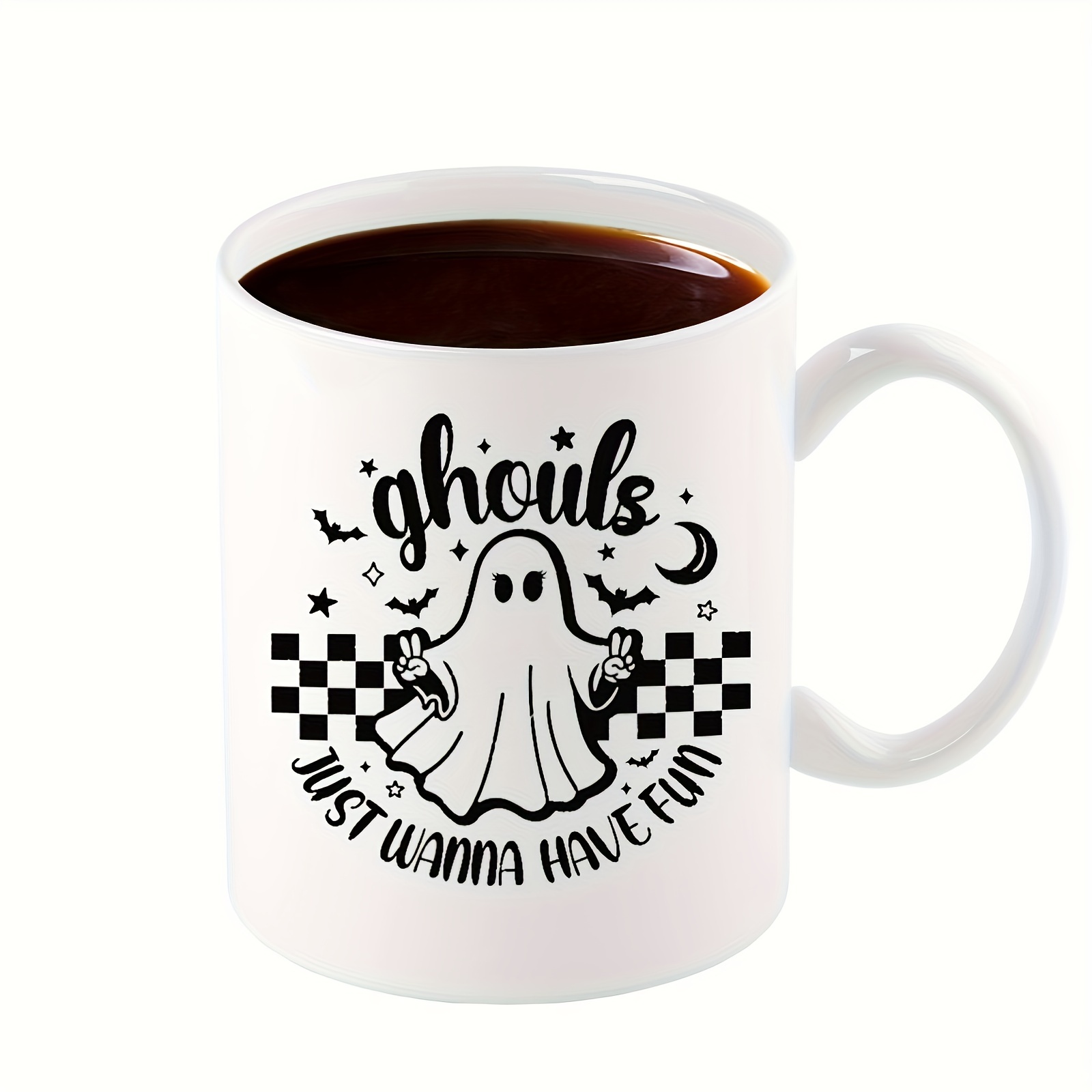 1pc, Halloween Ghost Coffee Mug, 400ml/13.5oz Ceramic Coffee Cups, Cute  Kawaii Water Cups, Summer Winter Drinkware, Birthday Gifts