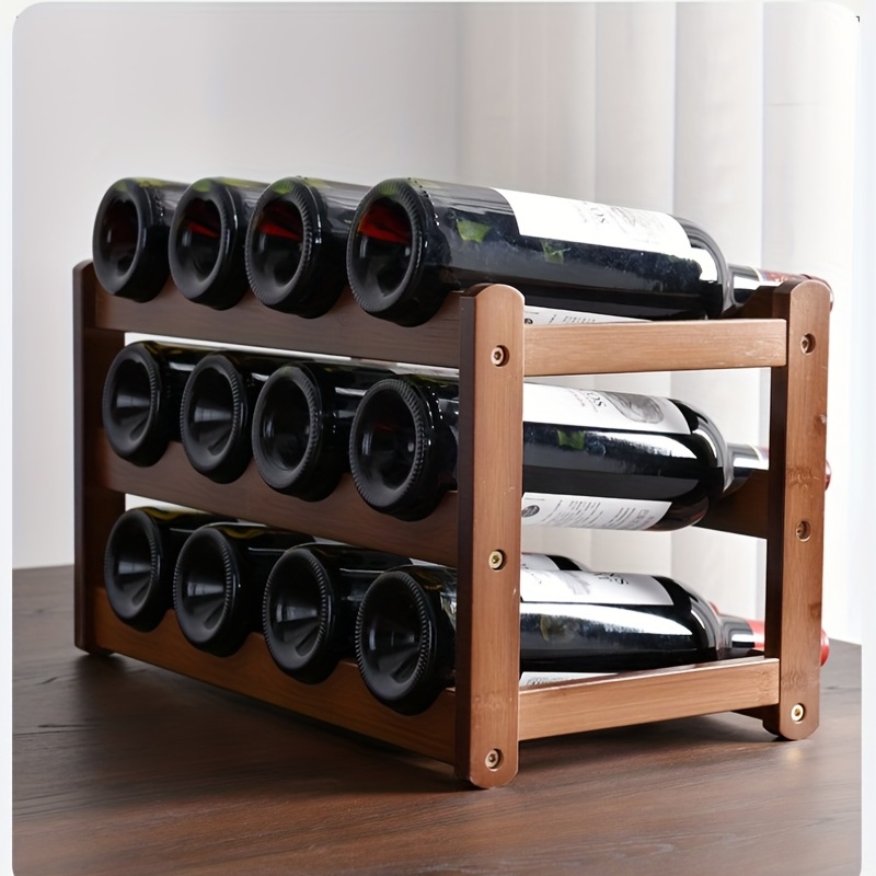 1pc Tabletop Wine Rack Solid Wood Decoration