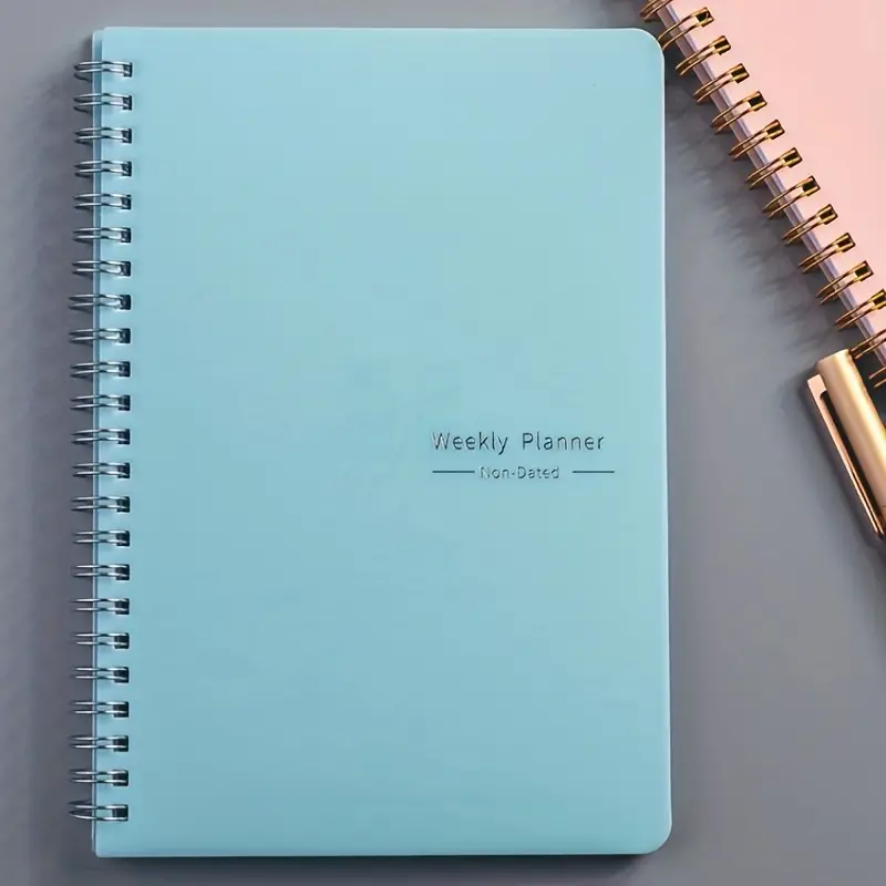 2pcs A5 Planner Daily Weekly Time Planner Coil Notepad Memo Diary Agenda Book Work Study Arrangement Office Supplies Learning Supplies 52 Sheets 104 Pages details 7