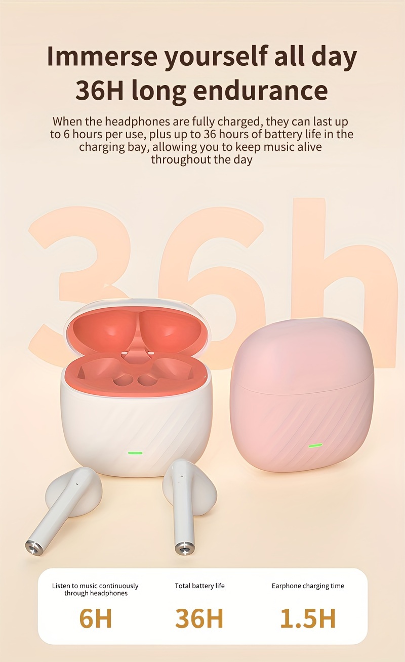 Fone de ouvido estéreo sem fio verdadeiro, TWS 5.3 Fones de ouvido sem fio Estéreo HD Música Som Fone de ouvido com estojo de carregamento sem fio Fones de ouvido estéreo In-ear Headpho_voghion.com