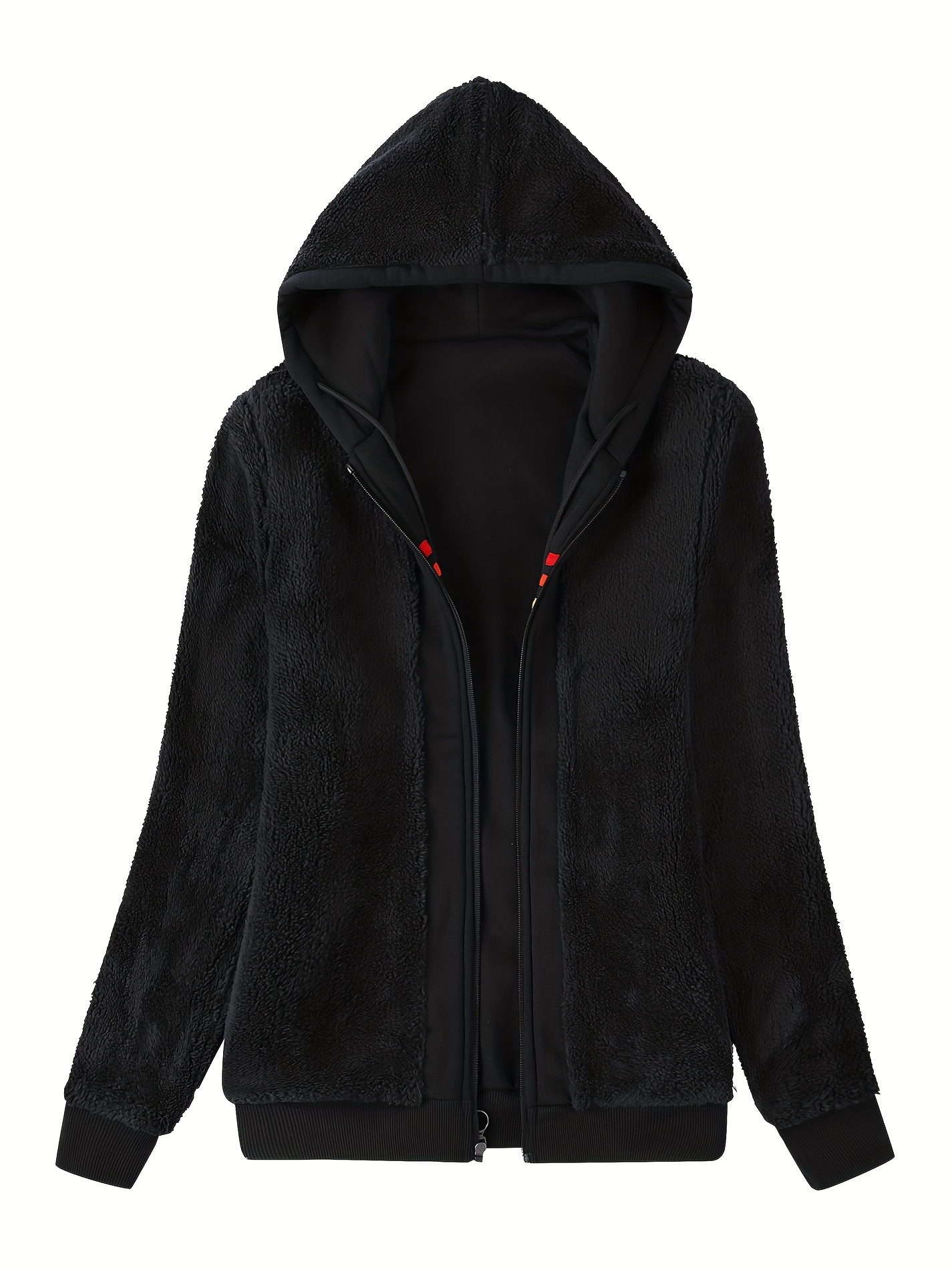 Black fuzzy zip online up jacket