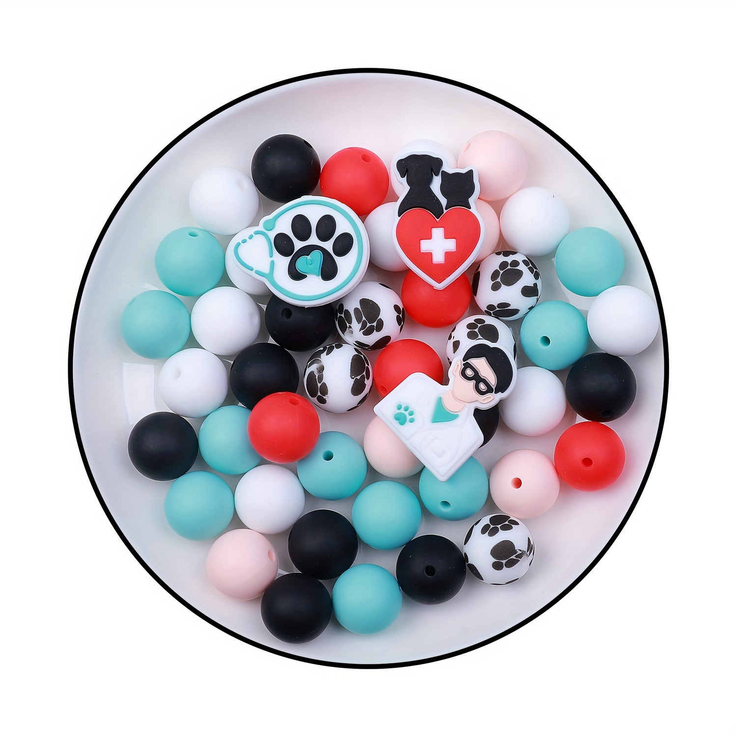 Pet Doctor Paw Silicone Assorted Beads For Jewelry Making - Temu