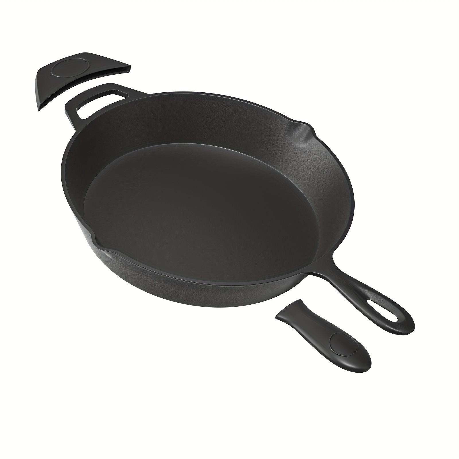 Cast Iron Skillet - 8-Inch Frying Pan with Pour Spouts + Silicone