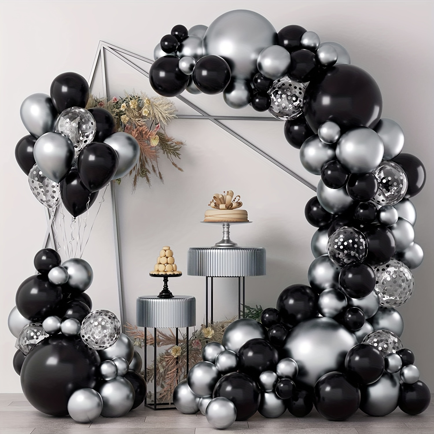 Marble Black Silver and White Balloon Garland Birthday Party Decorations  Wedding Baby Shower Room Layout Arch Set Balloon 