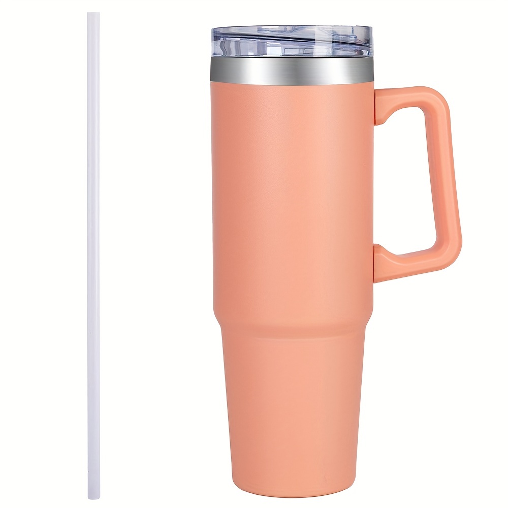 Tumbler With Handle, Insulated Coffee Tumbler With Leak-proof Lid And  Straw, Reusable Stainless Steel Water Bottle, Double Wall Travel Coffee Mug  For Hot Or Cold Drinks - Temu