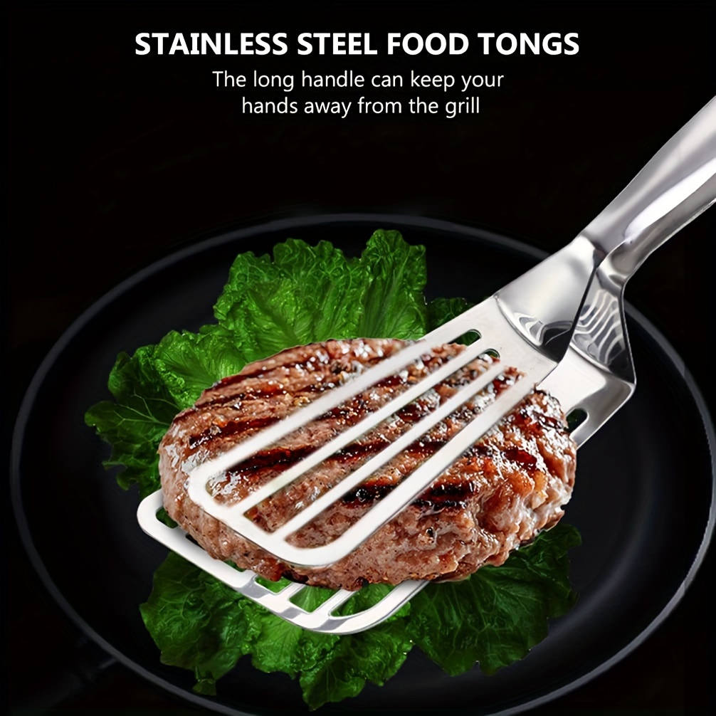 Stainless Steel Multifunctional Cooking Tongs Kitchen Cooking Tongs 3-in-1  Steak Tongs Double-sided Spatula Food Flipping Spatula Tongs Steak Fish  Bread Pancake Spatula Heat Resistant For Cooking Barbecue Frying - Temu