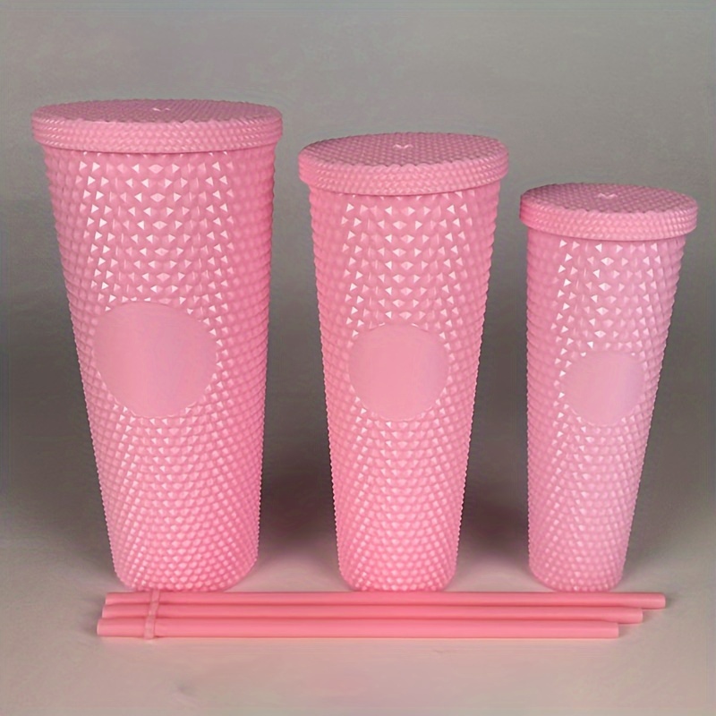 Diy Studded Tumbler With Lid And Straw, Reusable Plastic Cup, Double Walled  Travel Tumbler For Iced Coffee, Cold Water, Smoothie, And More, Wide Mouth, Spill  Proof - Temu