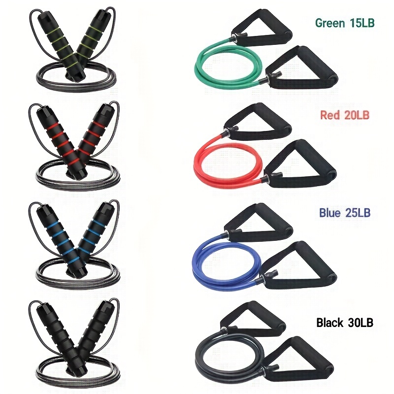 Adjustable Steel Wire Jump Rope & Resistance Band Set for Fitness Training