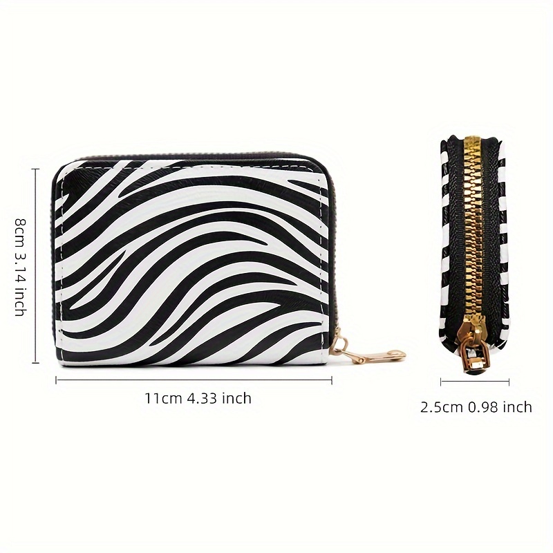 Portable Card Holder Wallet, Short Zipper Around Purse With  Leopard/zebra/snake Skin Pattern, Women's Credit Card Case - Temu