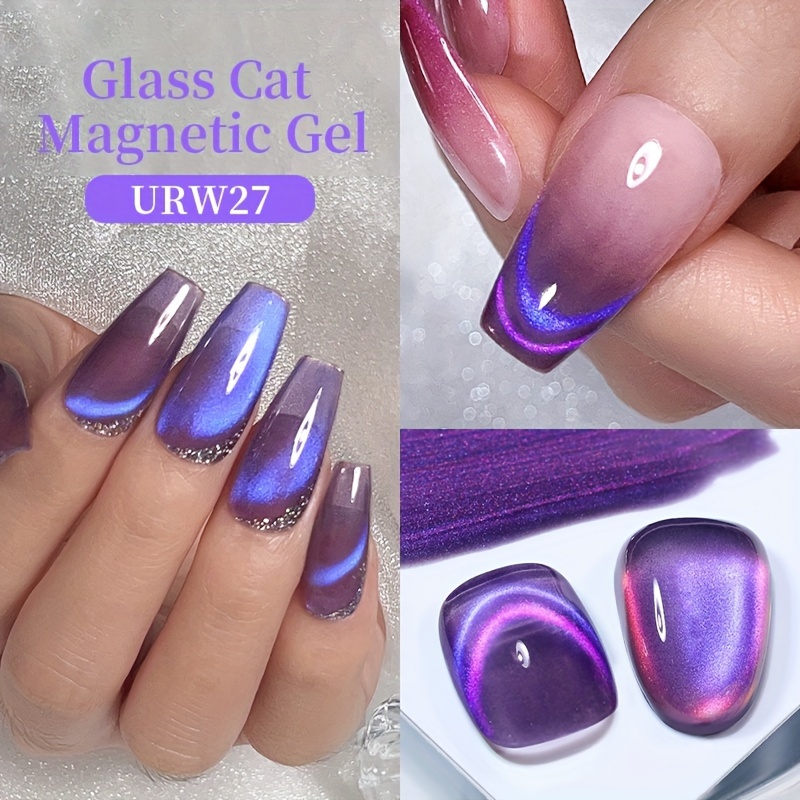 Reflective Glitter Cat Eye Gel Nail Polish, Shiny Magnetic Gel