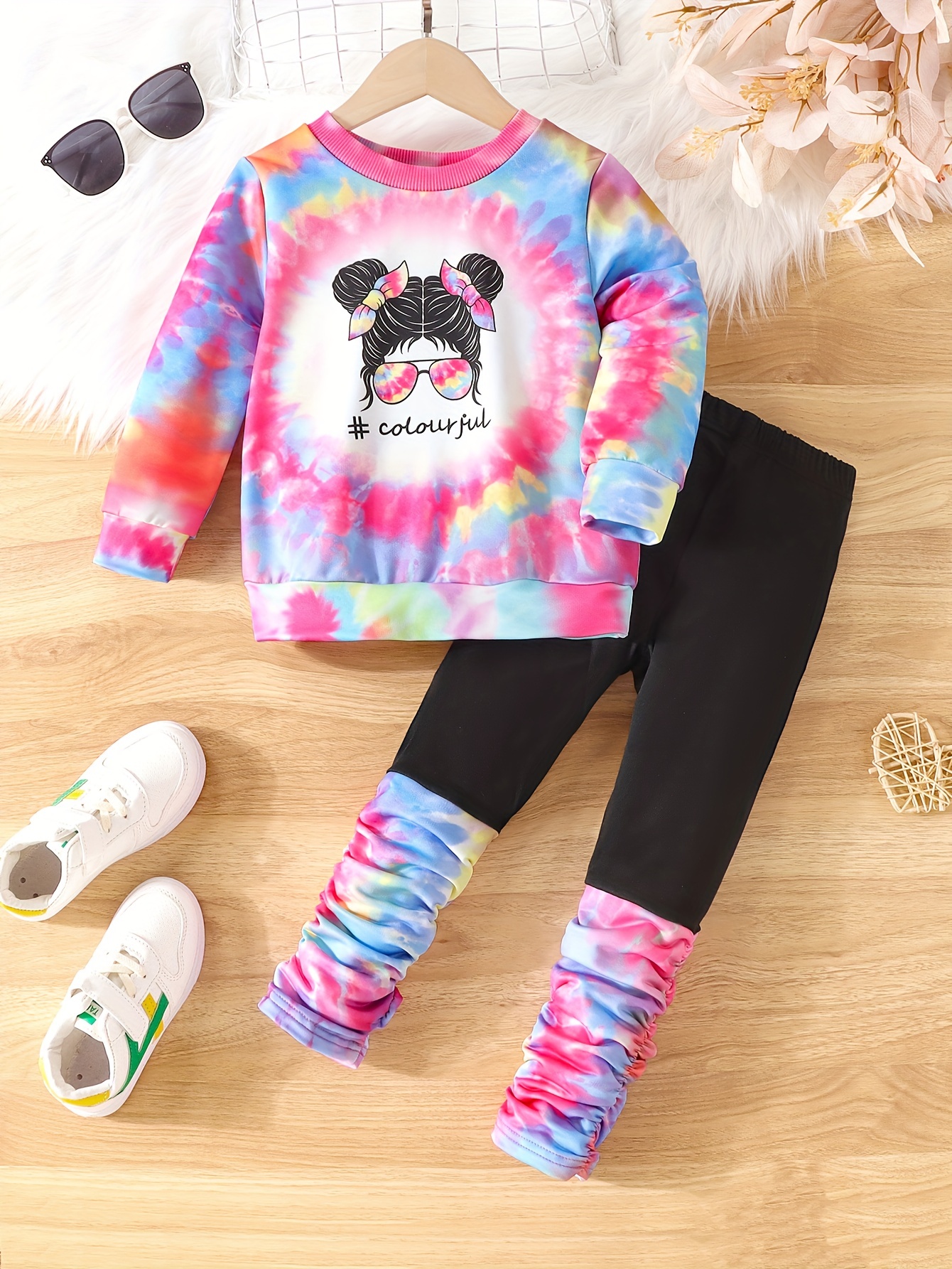 Stylish Tie Dye Set Pullover Top & Pants Outfit for Toddler Baby Boys & Girls, Christmas Gifts,Temu