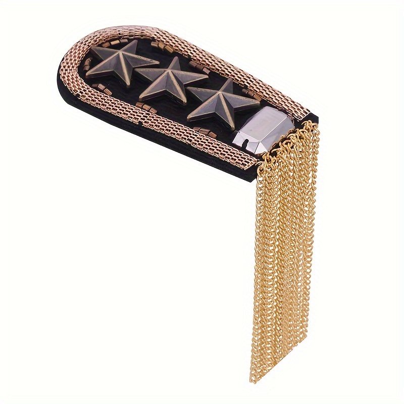 1pc Metal Tassel Epaulette, Handmade Diy Elegant Performance Five-pointed Star Suit Accessory, Men's Clothing Accessory