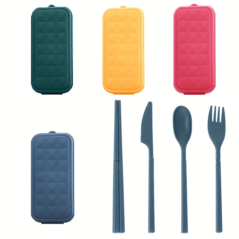 4 Sets Reusable Utensils Set with Case, Travel Utensils with Case, Reusable  Utensils for Lunch Box accessories, Portable Chopsticks Knife Fork and