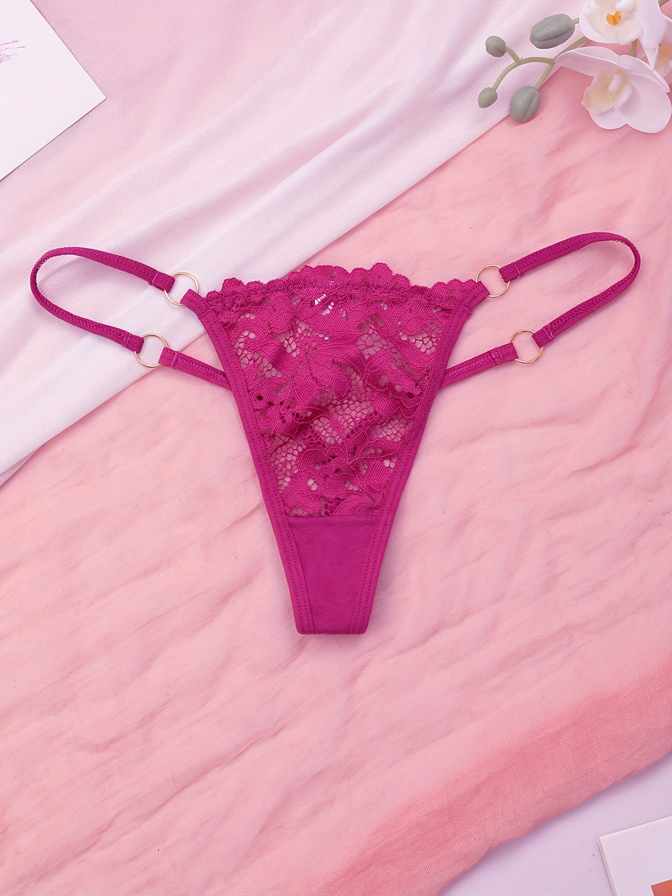 Ring Linked Lace Thong Panties Comfy Sexy Intimates Panties - Temu