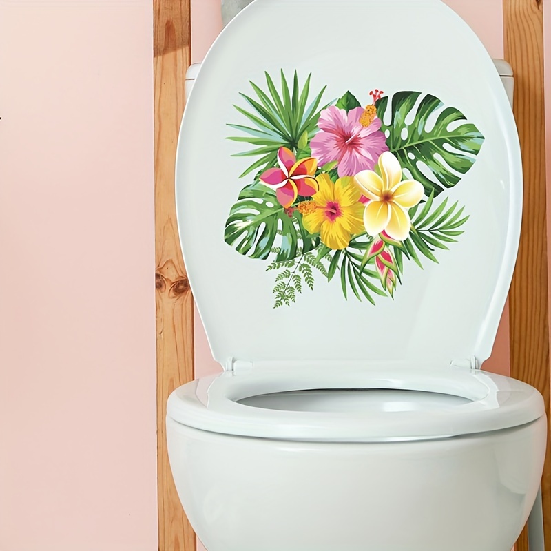 1PC Plant Leaves Flowers Toilet Seat Lid Stickers Green Leaf Floral