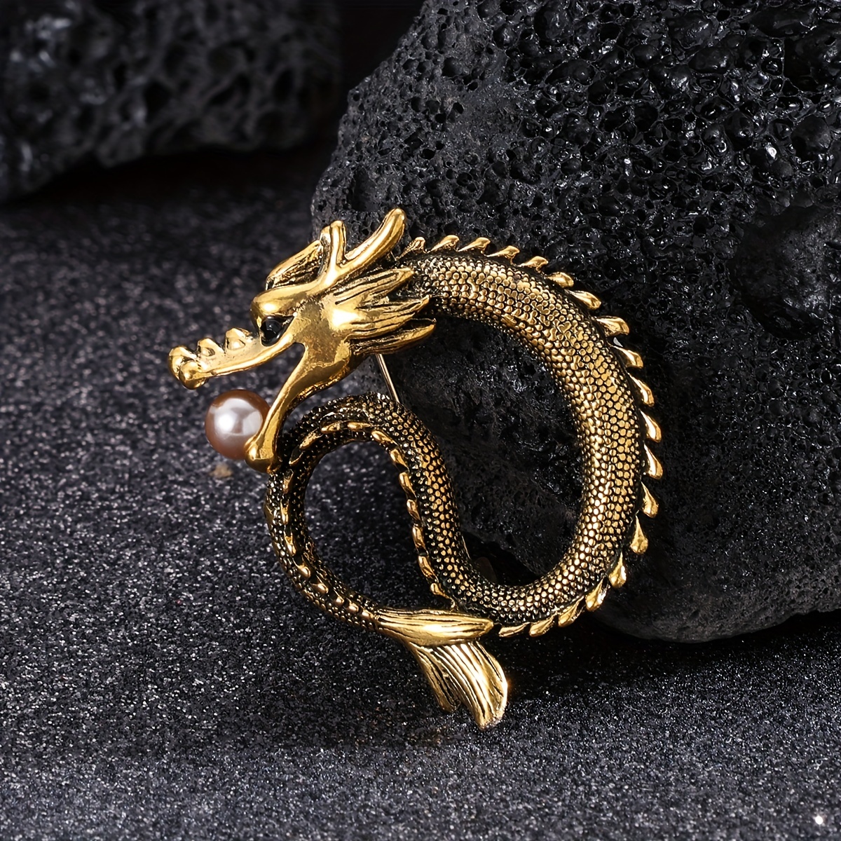 Dragon Imitation Pearl Brooch, Vintage Fashion Collar Pin Brooch For Men -  Temu