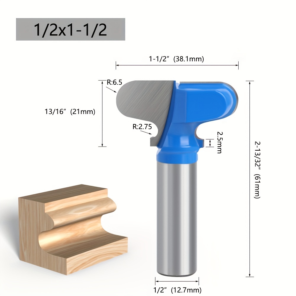 XDENGP Juego de 2 brocas profesionales para enrutador de lengua y ranura,  vástago de 1/2 pulgada, 3 dientes en forma de T, cortador de madera para